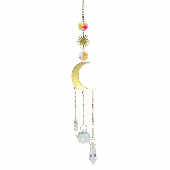 Other - Gold Crescent Moon & Crystal Hanging Sun Catcher